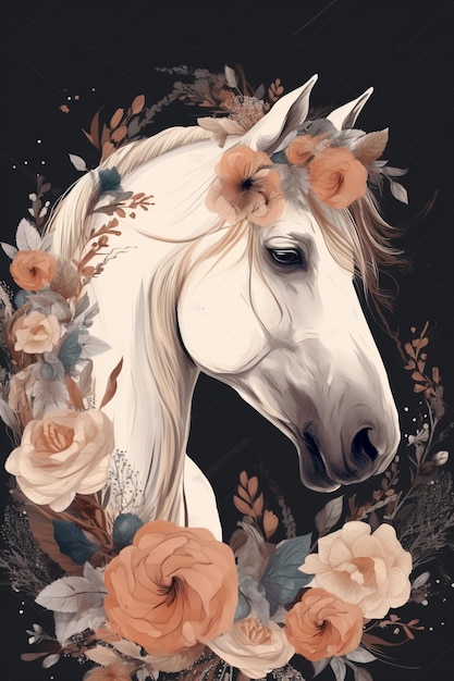 Un caballo con flores