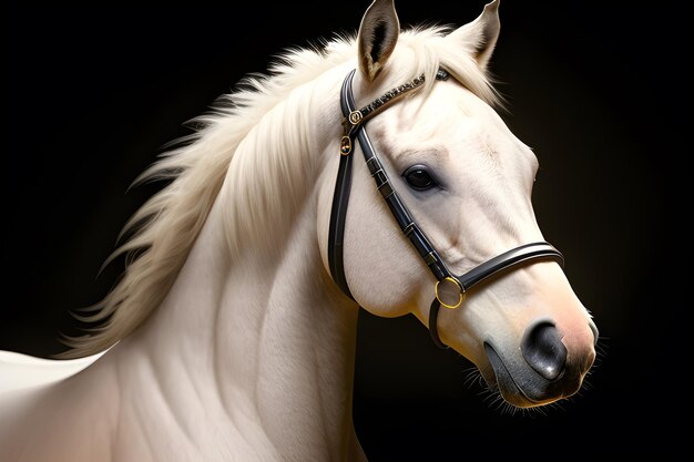 Un caballo de fondo negro y melena blanca.