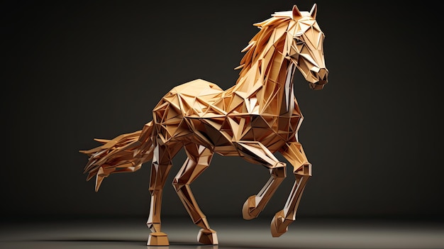 un caballo hecho de papel por el artista