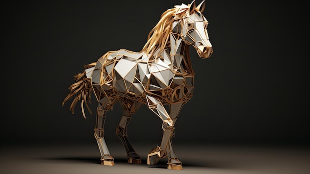 un caballo hecho de papel por el artista