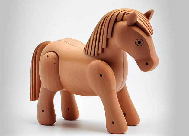 Caballo de juguete casero hecho de madera.