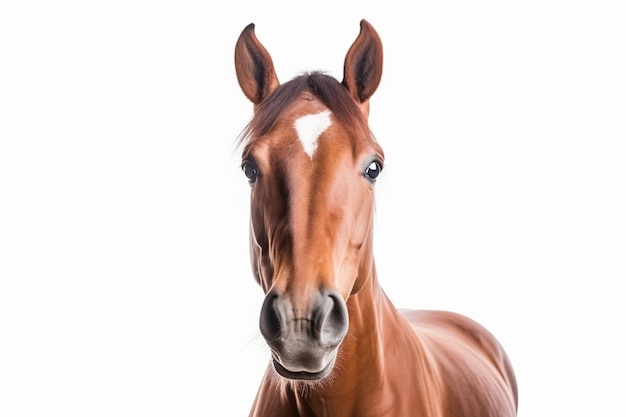 Un caballo con una mancha blanca en la cara.