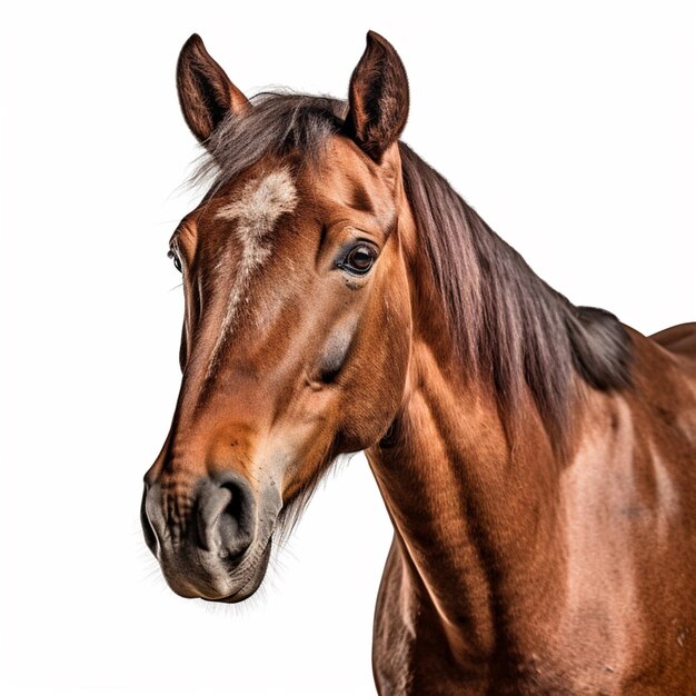 Un caballo marrón con un fondo blanco y las palabras "caballo" en la parte superior.