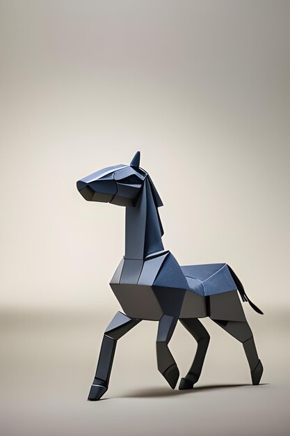 Un caballo negro hecho de papel con la palabra caballo en él