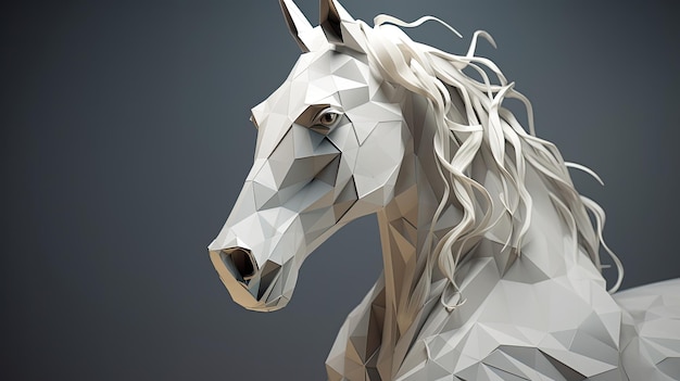 un caballo de papel que tiene la cara blanca y la nariz es de papel.