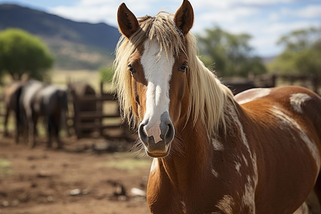 Un caballo en un rancho