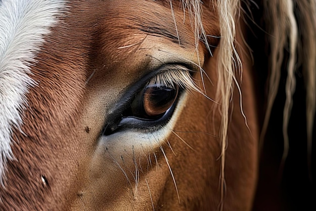 un caballo tiene una nariz con rayas blancas en el estilo de marrón claro y marino