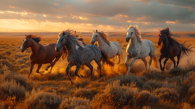 Foto los caballos en el campo