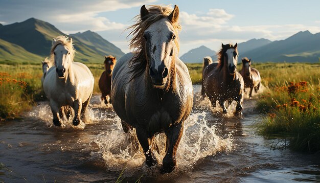 caballos corriendo por el prado mongol