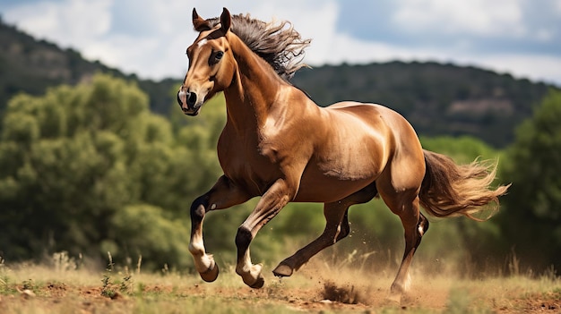 Caballos corriendo en el prado