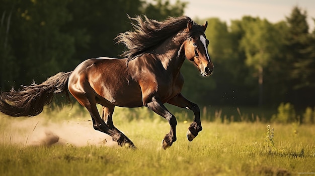 Caballos corriendo en el prado