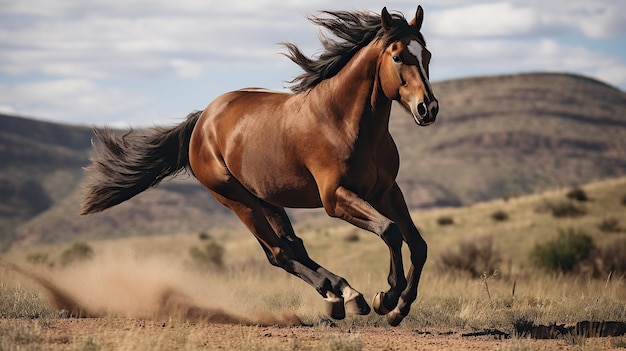 Caballos corriendo en el prado