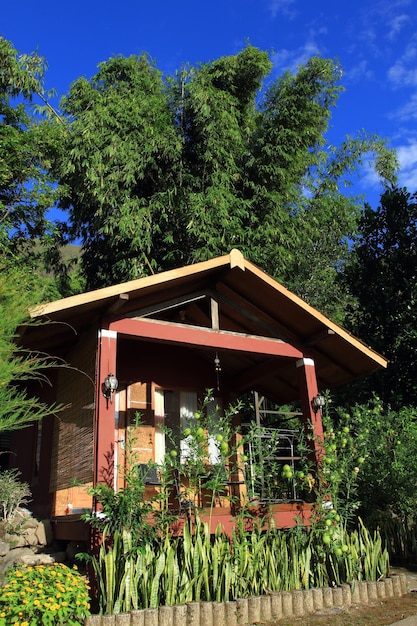 Cabaña de madera en el jardín