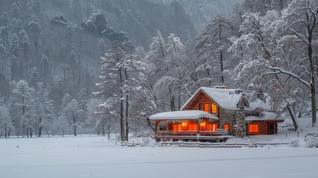 Cabana na Floresta de Neve