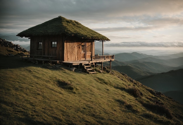 Cabana no topo da montanha