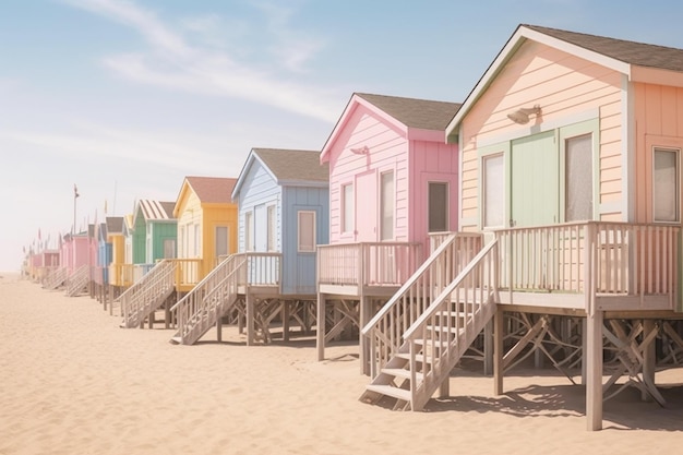 Cabanas de praia coloridas na praia