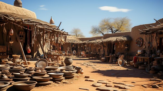 Foto cabanas tradicionais em uma aldeia africana de mosi