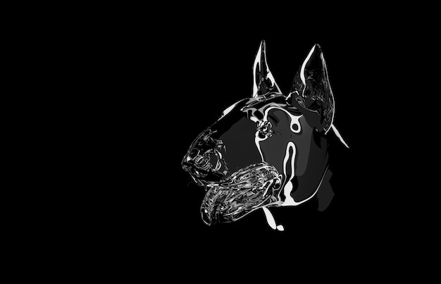 Cabeça abstrata de bull terrier para jogo 3d renderização em 3D Design de logotipo de tema de feira de animais de estimação