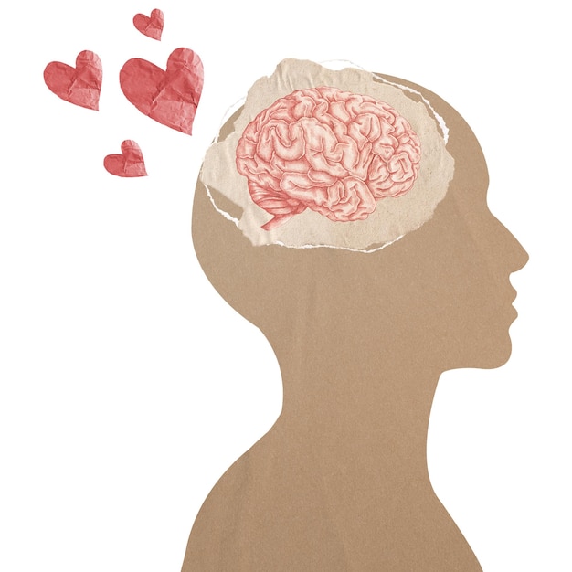 Cabeça cerebral adesivo png amor próprio fundo transparente
