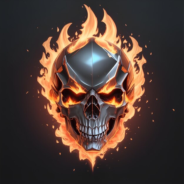 cabeça, crânio, mascote de fogo e logotipo de jogos esportivos gerados por IA