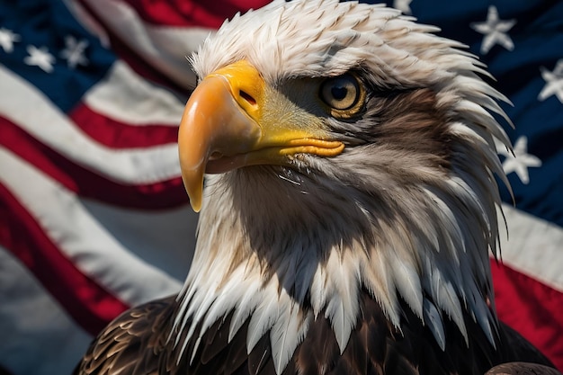 Cabeça de águia com padrão de bandeira americana dia da independência veteranos dia 4 de julho