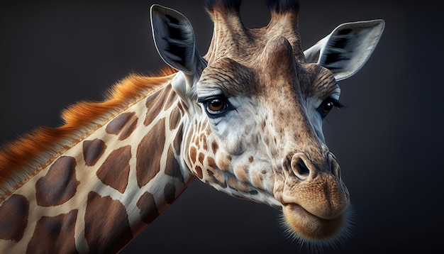 Cabeça de animal girafa selvagem linda africana gerada por IA