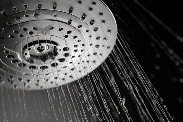 Foto cabeça de chuveiro e água gotejante