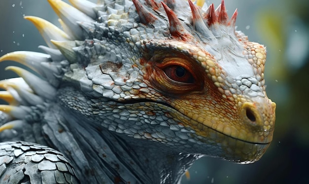 Cabeça de dragão realista em close-up