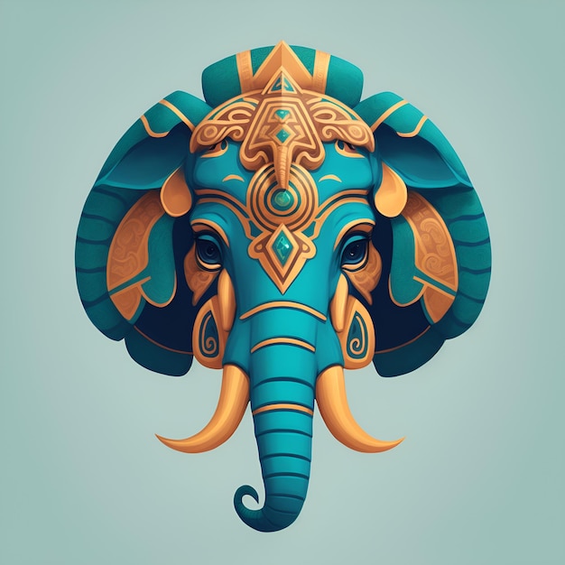 Cabeça de elefante quetzalcoatl design de ícone plano simétrico gerado por IA