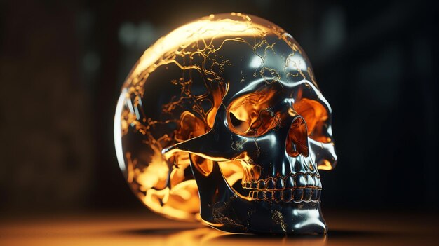 Cabeça de esqueleto pintada por Skull Santa Cruz estilo arte gerada por Ai