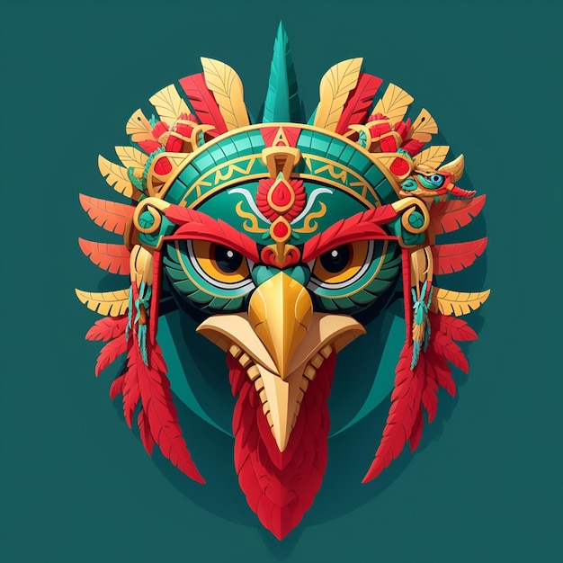 Cabeça de falcão quetzalcoatl design de ícone plano simétrico gerado por IA