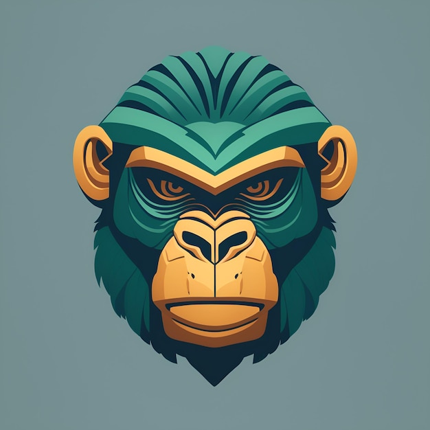 Cabeça de gorila de Quetzalcoatl design de ícone plano simétrico gerado por IA