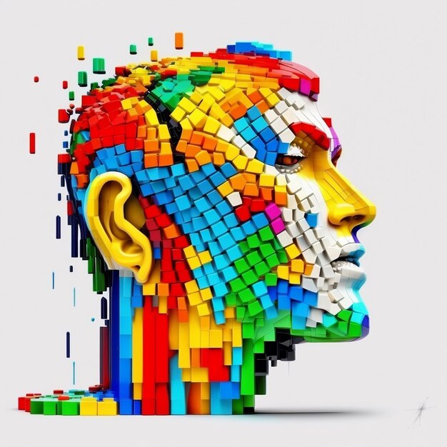 Foto cabeça de homem de pixel