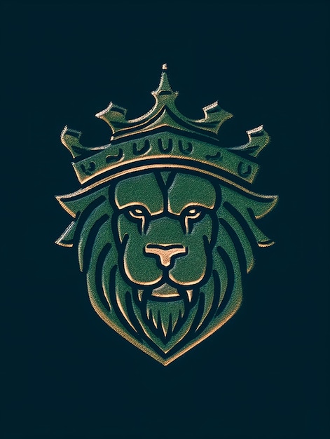 Foto cabeça de leão com coroa design plano generativo ai