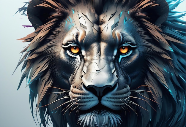 Cabeça de leão em estilo abstrato Ilustração artística
