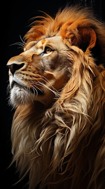 Cabeça de leão vista lateral animal closeup rei leão imagem gerada animais ai