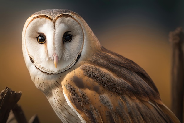 Cabeça de Owl Tyto albahead fecha a geração de IA