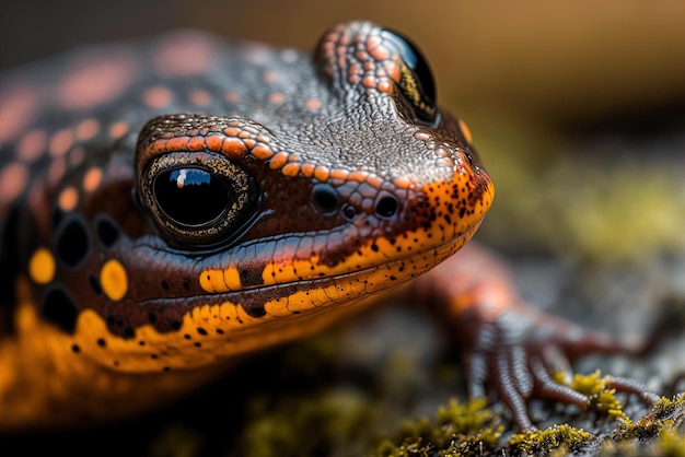 Cabeça de salamandra de Dunn subadulto em close