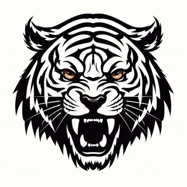 Foto cabeça de tigre em fundo branco ilustração vetorial para o seu desenho