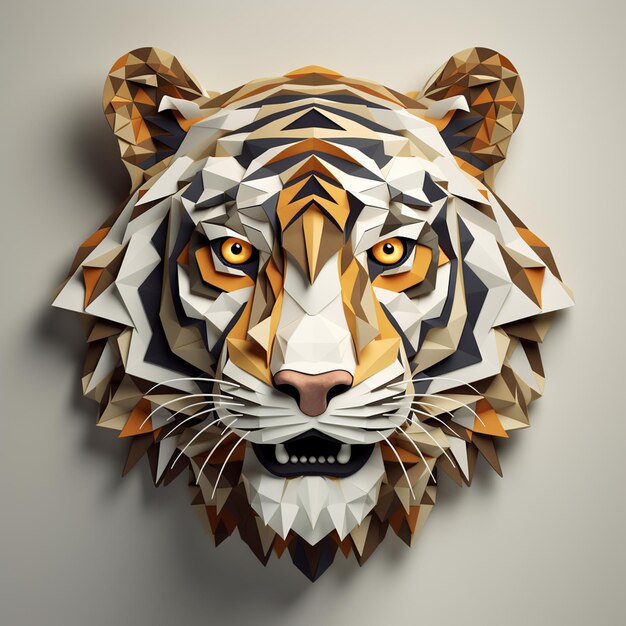 Decoração Geométrica - Tigre em 3D