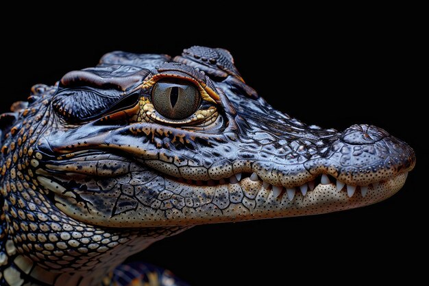 Foto cabeça de um crocodilo paleosuchus palpebrosus caimão anão