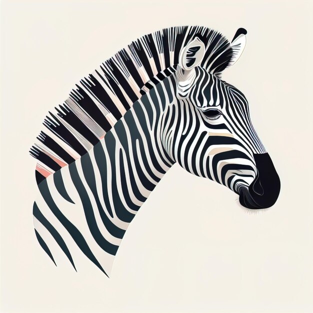 Cabeça de zebra Cabeça-zebra com listras Ilustração vetorial generativa ai