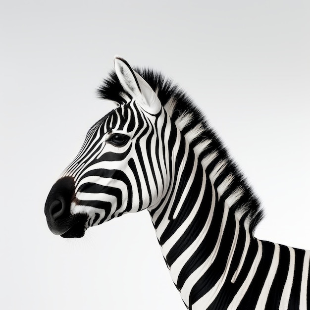 Cabeça de zebra em fundo branco