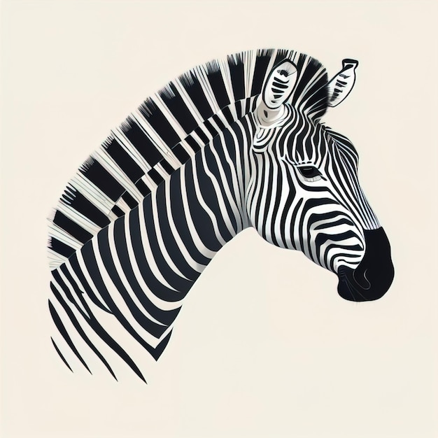 Foto cabeça de zebra isolada em fundo branco ilustração vetorial desenhada à mão ai generativa