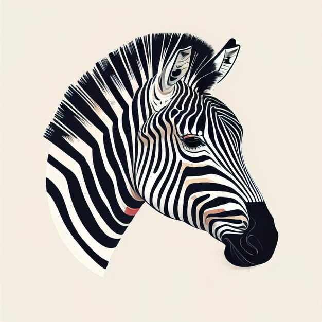 Foto cabeça de zebra isolada em fundo branco ilustração vetorial desenhada à mão