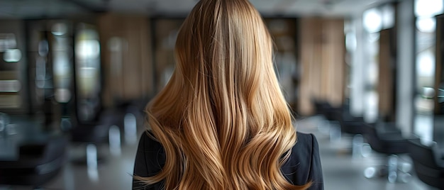 Foto cabello elegante en el ambiente del salón concepto estilistas de cabello atmósfera del salón peinados elegantes