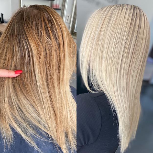 cabelo. cabelo tingido. cabelo colorido. cabelo bonito. cabelo tingido em um salão de beleza