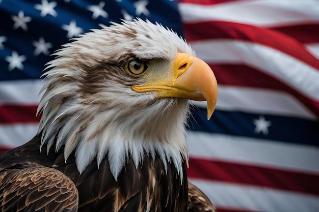 Cabeza de águila con patrón de bandera estadounidense Día de la Independencia Día de los veteranos 4 de julio