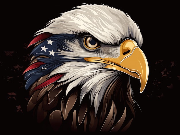 Una cabeza de águila usa bandera generativa ai
