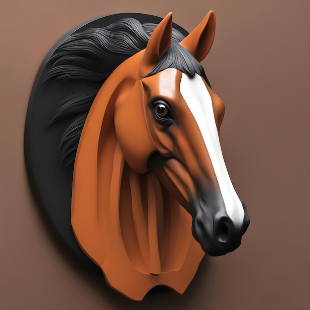 Cabeza de caballo de madera 3d